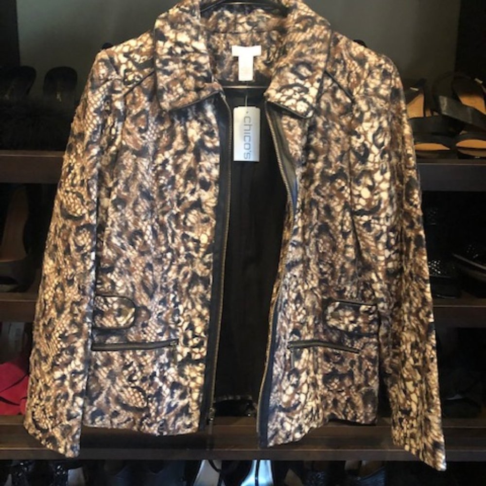 Textured Animal Print Chico's Jacket
